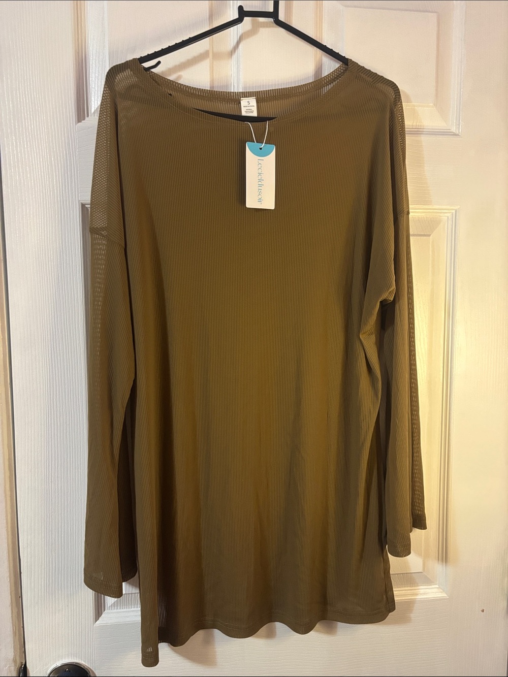 Olive Green Long Sleeve Women's swim coverup tunic dress